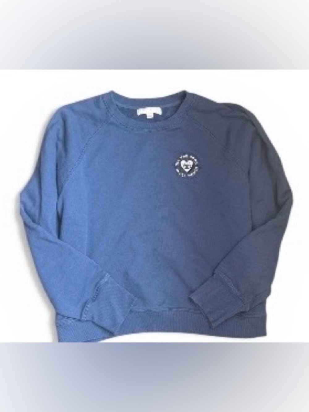 Spiritual Gangster Women's Crewneck Sweatshirt in Slate Blue with Heart Emblem